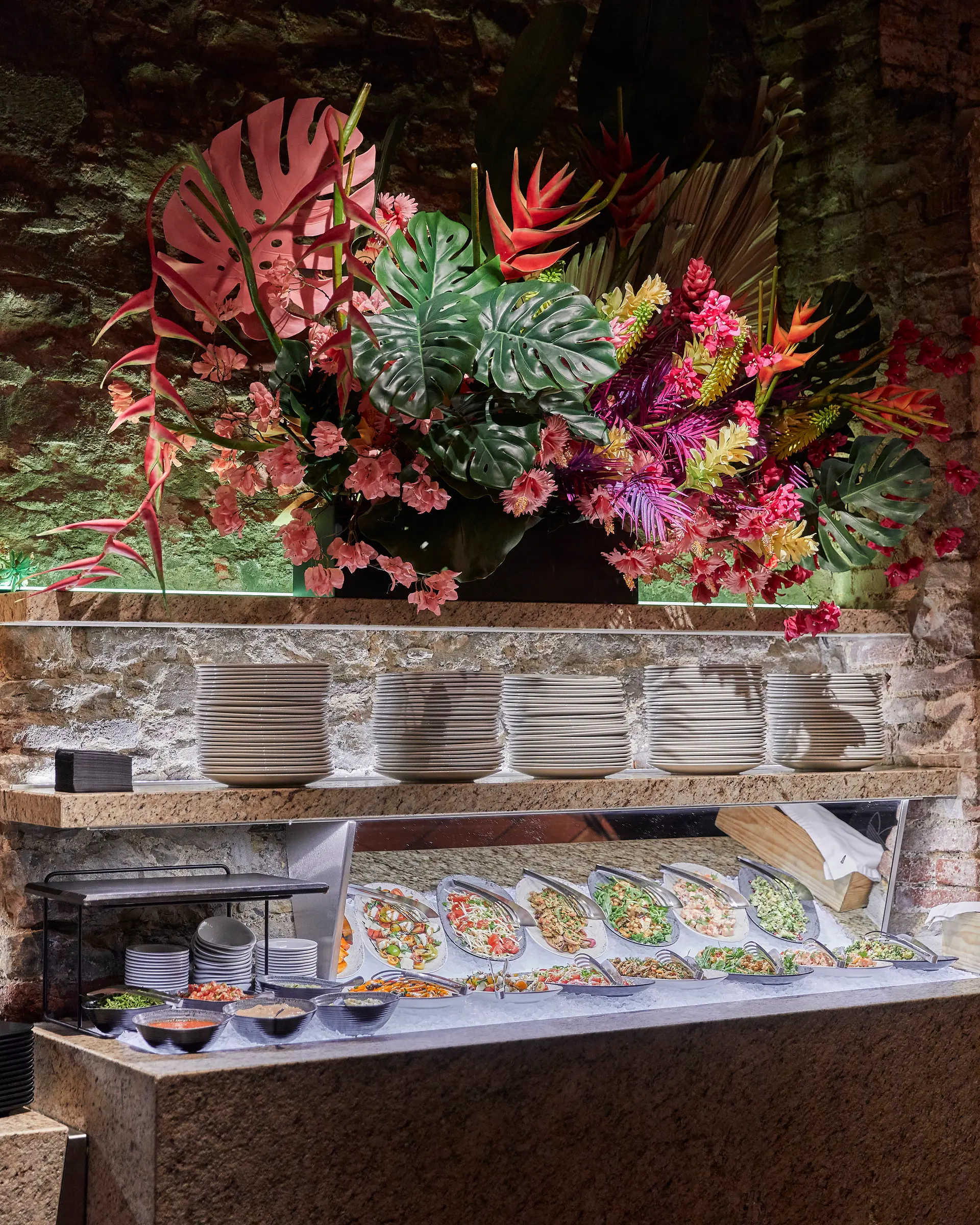 Salad bar and cold buffet at Brasileiro U Zelené žáby.